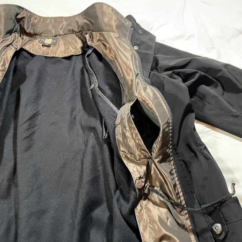 Gallery Women's M Black Field Jacket Brown Contrast Collar Lined Utility Coat - Picture 7 of 15